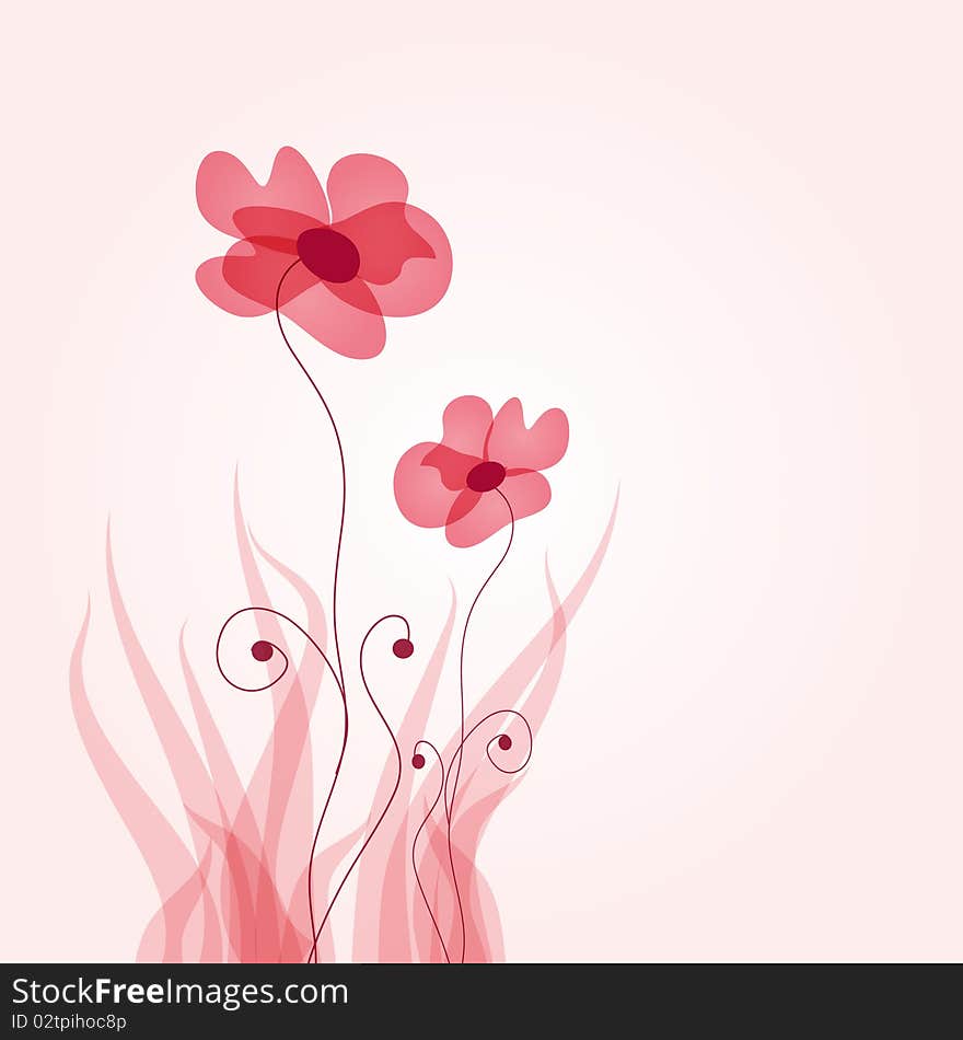 Floral card with abstract flowers.