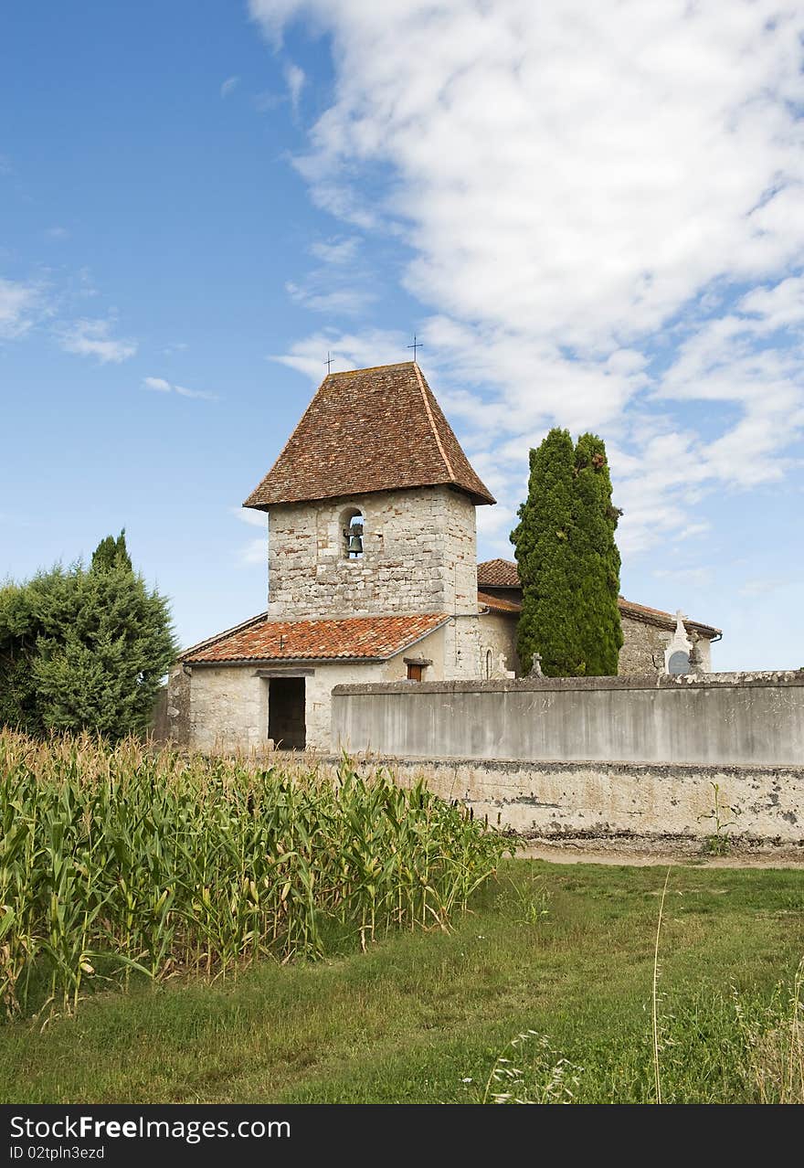 Church in Allez-Et-Caseneuve Village in South West France