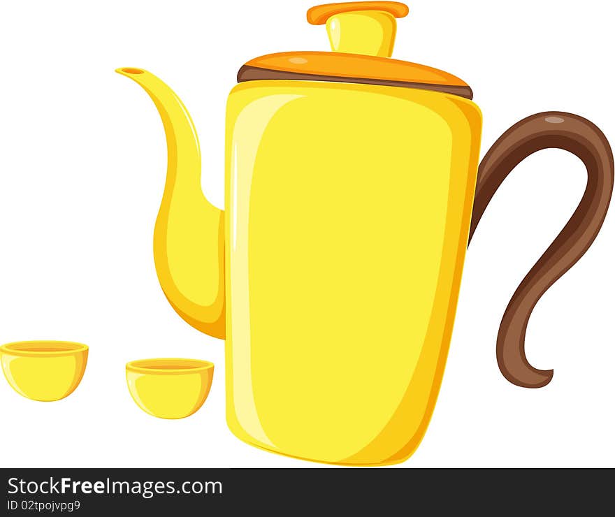 Tea coffee kettle and mugs