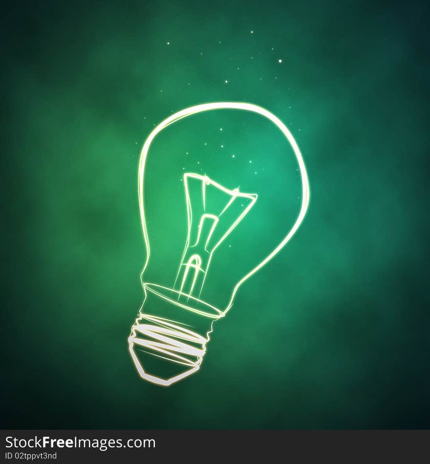 Bulb made from lines on a green background. Bulb made from lines on a green background