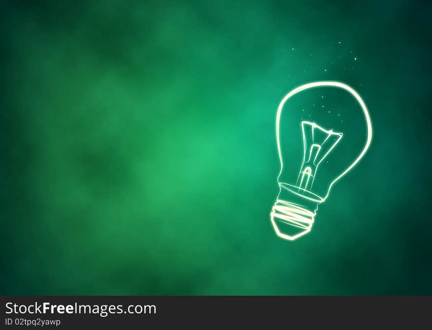 Bulb made from lines on a green background with room for your text. Bulb made from lines on a green background with room for your text