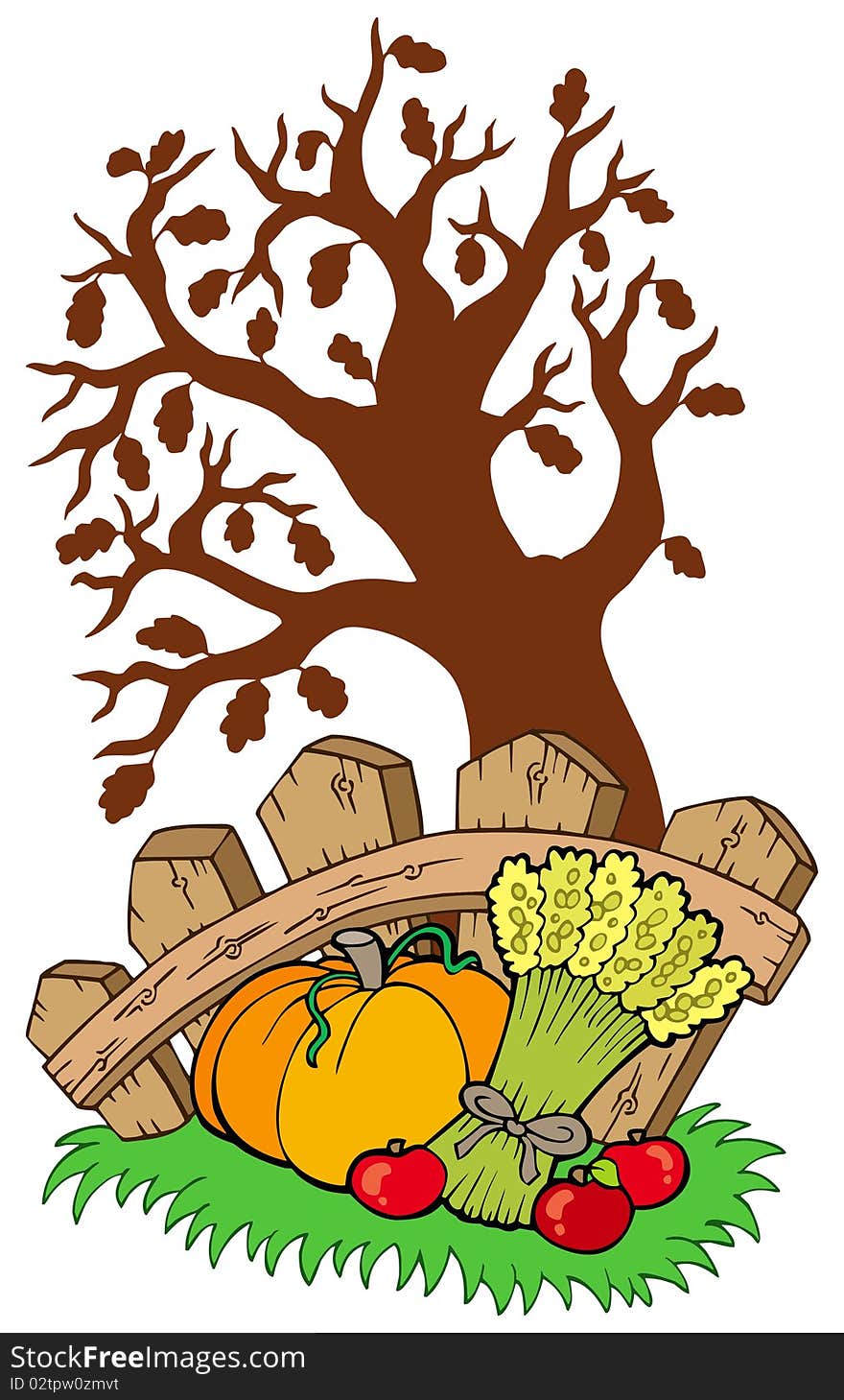 Thanksgiving motive with tree - illustration.