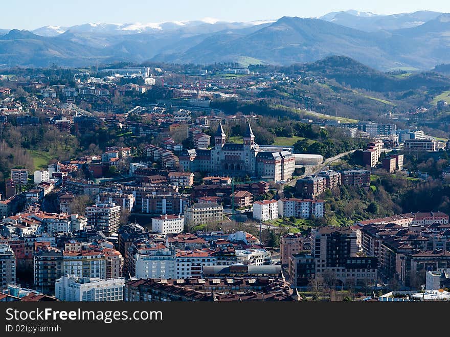 A view of San Sebastian from the mountain Igeldo. Seminaruim. A view of San Sebastian from the mountain Igeldo. Seminaruim.