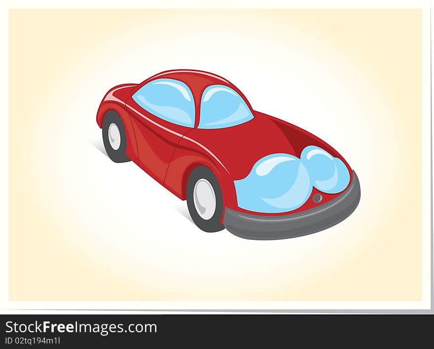 Cartoon style color photo of racing red car, illustration. Cartoon style color photo of racing red car, illustration