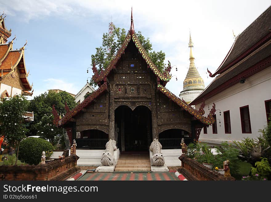 Beautiful Thai Temple With Sky Background