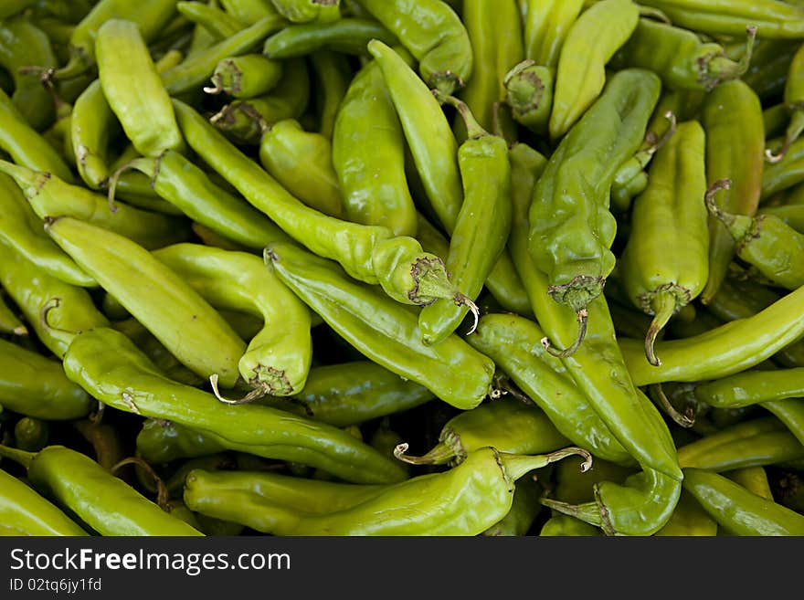 Large Group of Green Chili Peppers