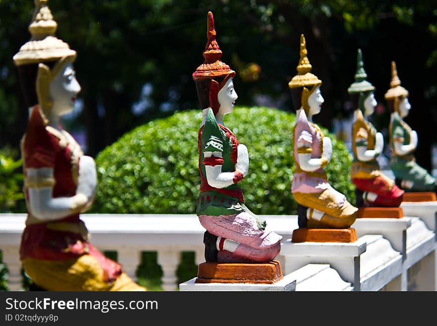 Deva in traditional Thai style decoration in Temple