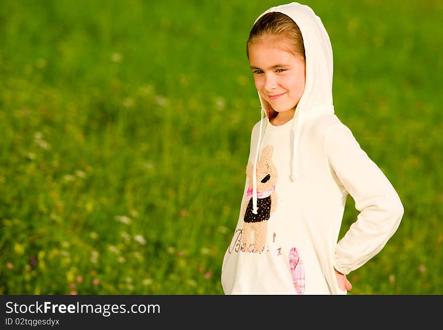 Beautiful happy little girl outdoor