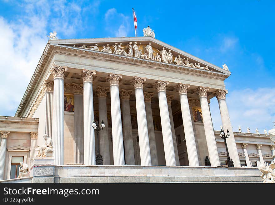 Enter  of the complex of the Parliament in Vienna, Austria