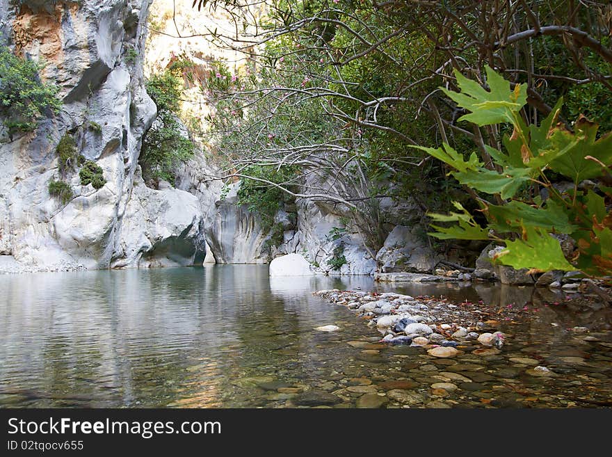 Mountains clear river in  green canyon. Chemuva, Turkey. Mountains clear river in  green canyon. Chemuva, Turkey