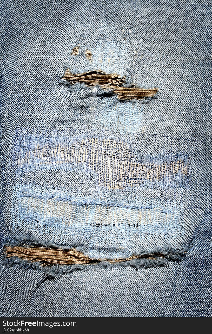 Close up old blue jeans