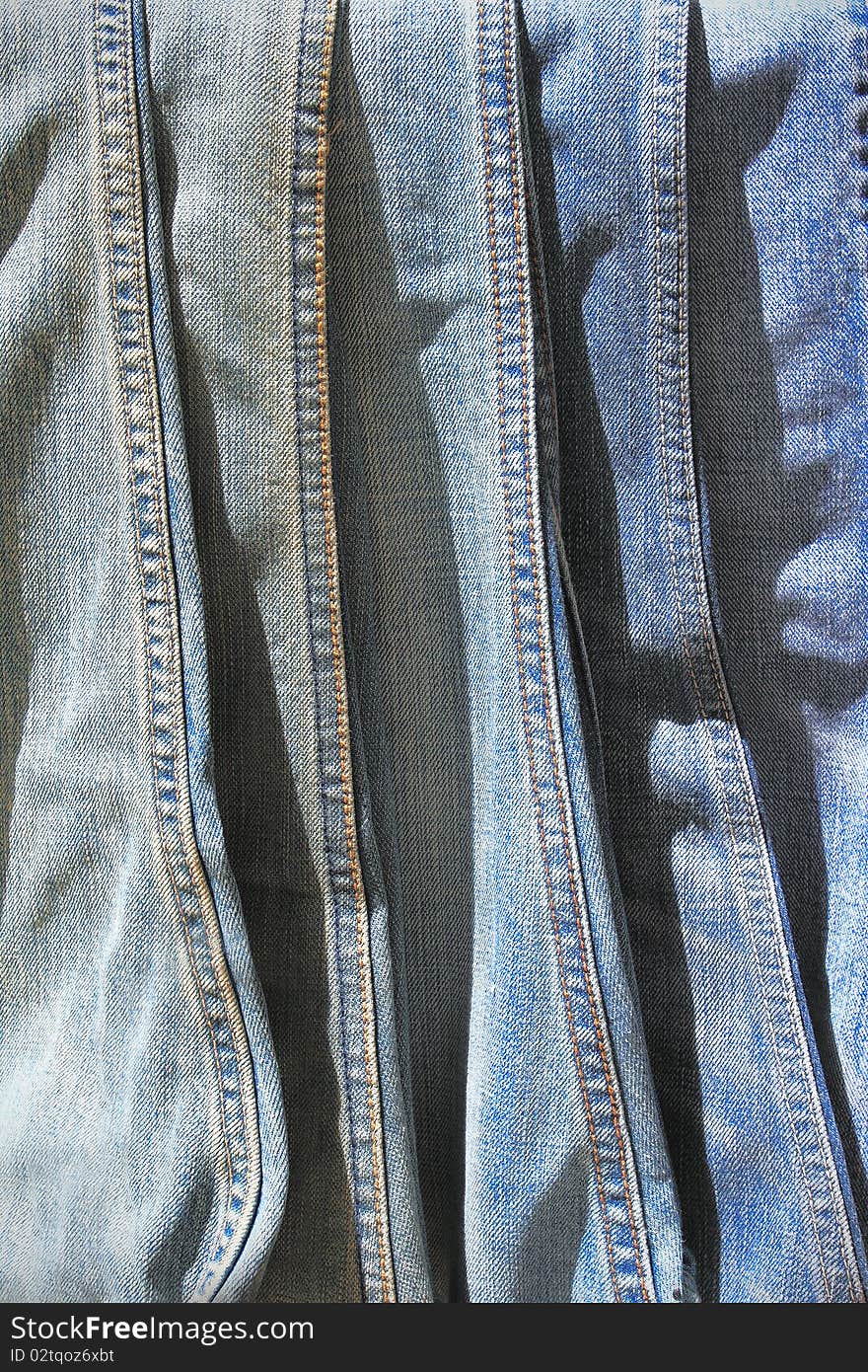 Collection of blue jeans