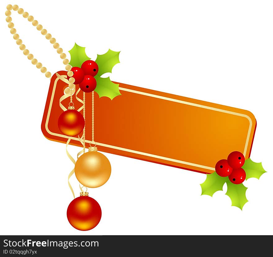 The tablet with Christmas decoration. Vector illustration, isolated on a white. The tablet with Christmas decoration. Vector illustration, isolated on a white