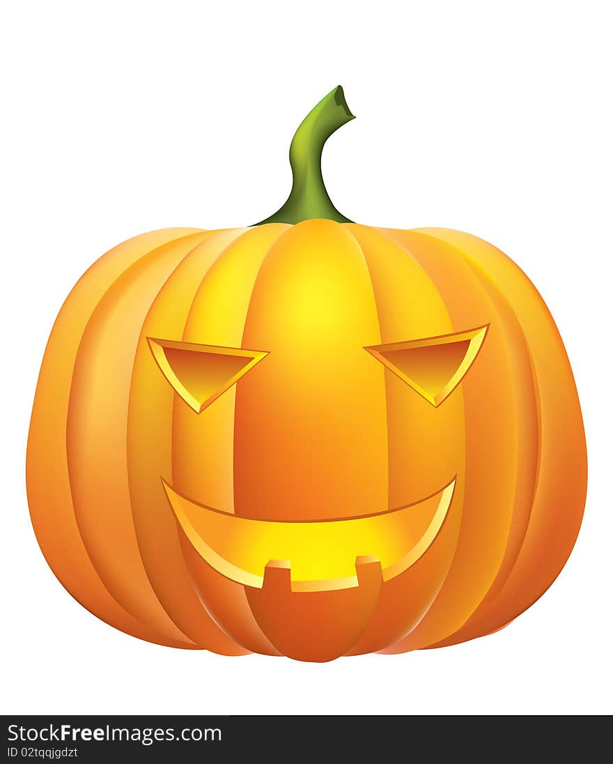 Yellow pumpkin .Halloween symbol .Vector on white.