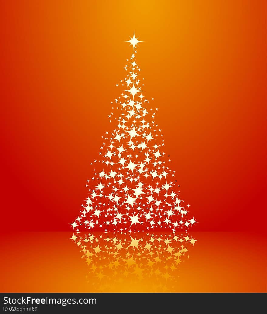 Christmas background, silhouette of a christmas tree. Vector illustration.