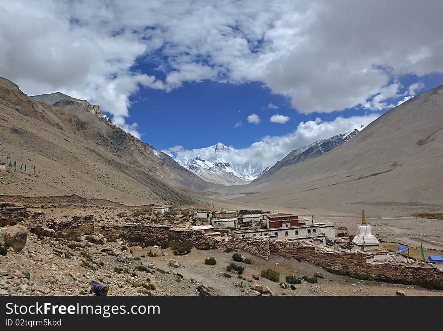 Rongbuk monastery with an altitude of over 5,000m, shigatse, tibet. Rongbuk monastery with an altitude of over 5,000m, shigatse, tibet.