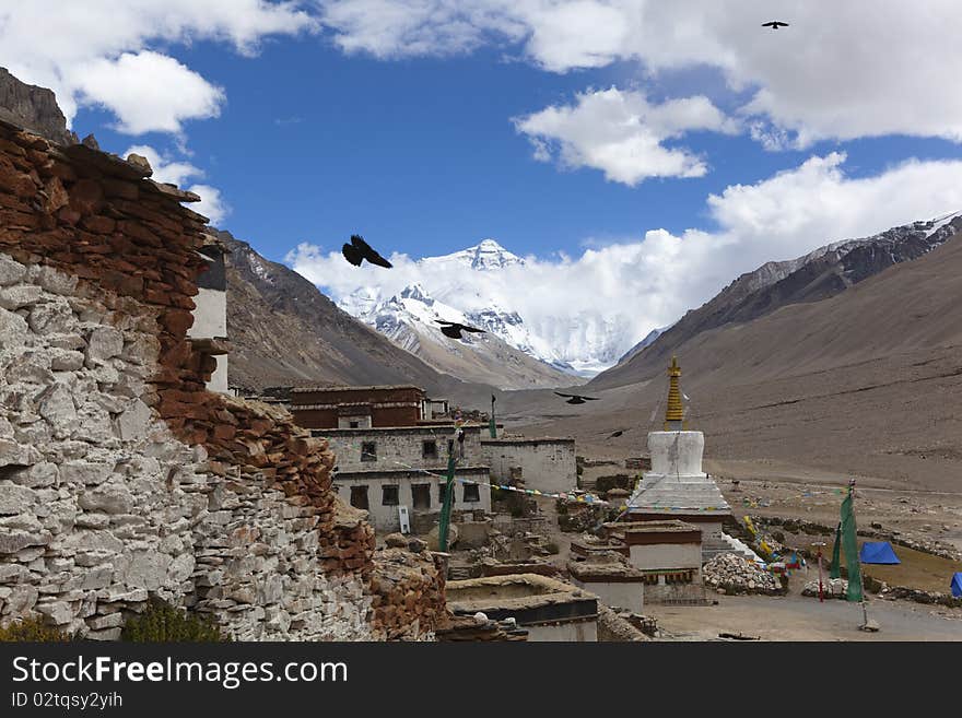 Rongbuk monastery at the foot of mount everest, shigatse, tibet. Rongbuk monastery at the foot of mount everest, shigatse, tibet.