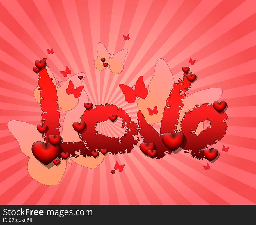 Valentine card whit hearts. Vector illustration.