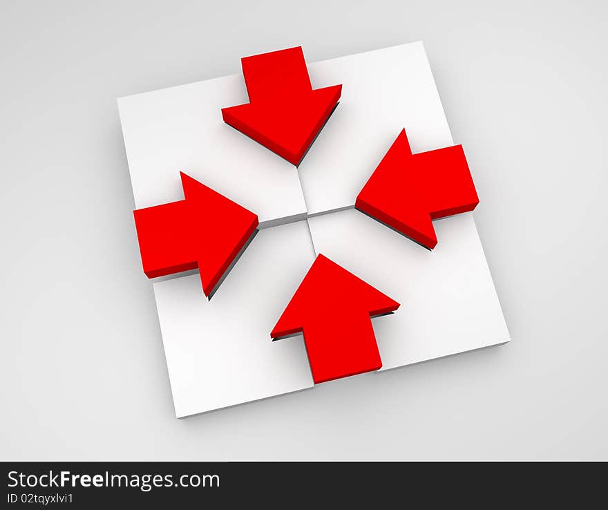 Conceptual illustration of red and white arrow