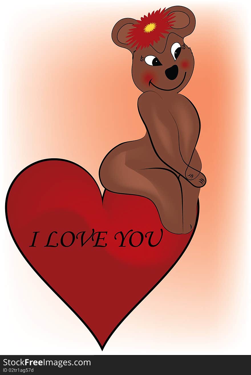 Bear on heart with i love you text