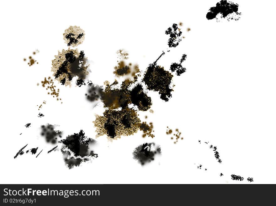 Splotches of India ink in shades of brown and black on textured white paper. Splotches of India ink in shades of brown and black on textured white paper.