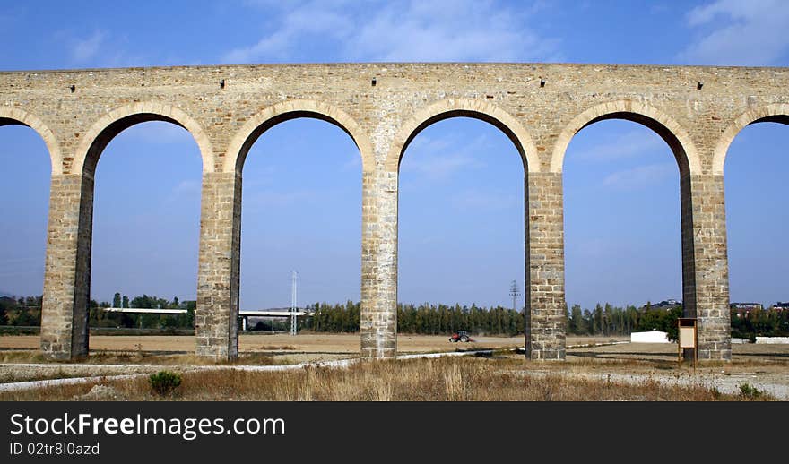 Noain's former Roman aqueduct also called bridge of hundred eyes. Noain's former Roman aqueduct also called bridge of hundred eyes.