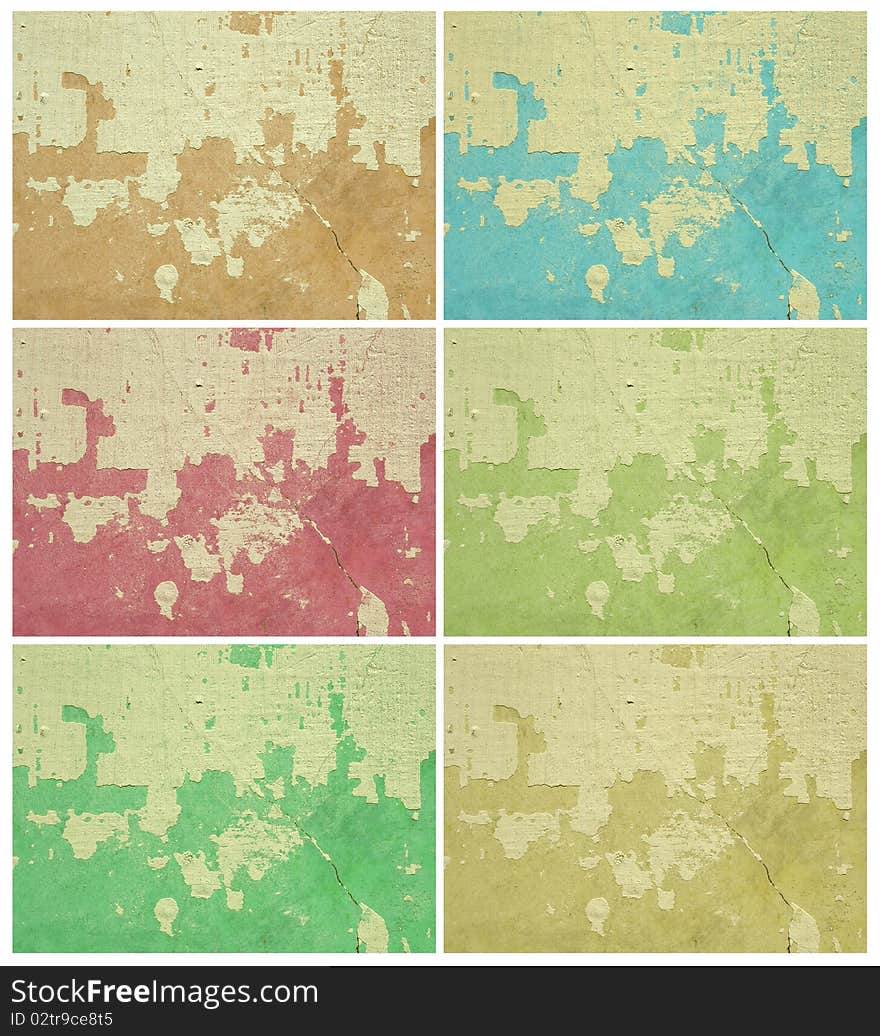 Colorful grunge wall set