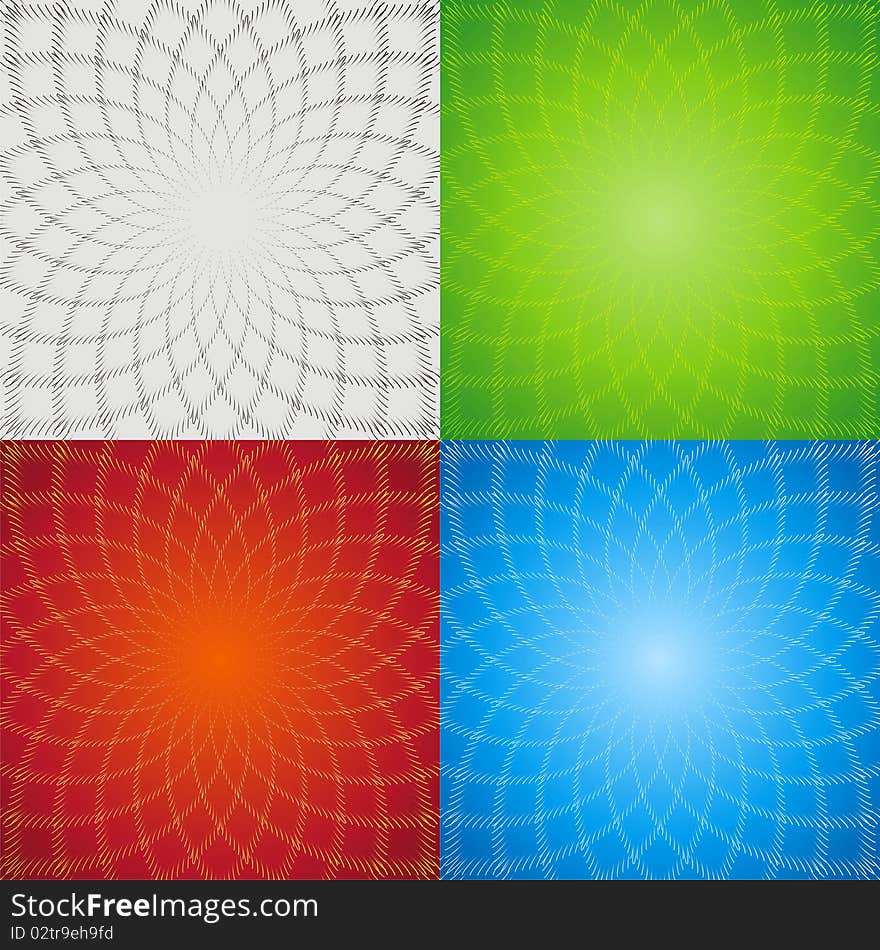 Four abstract background in the form of a stylized flower pattern