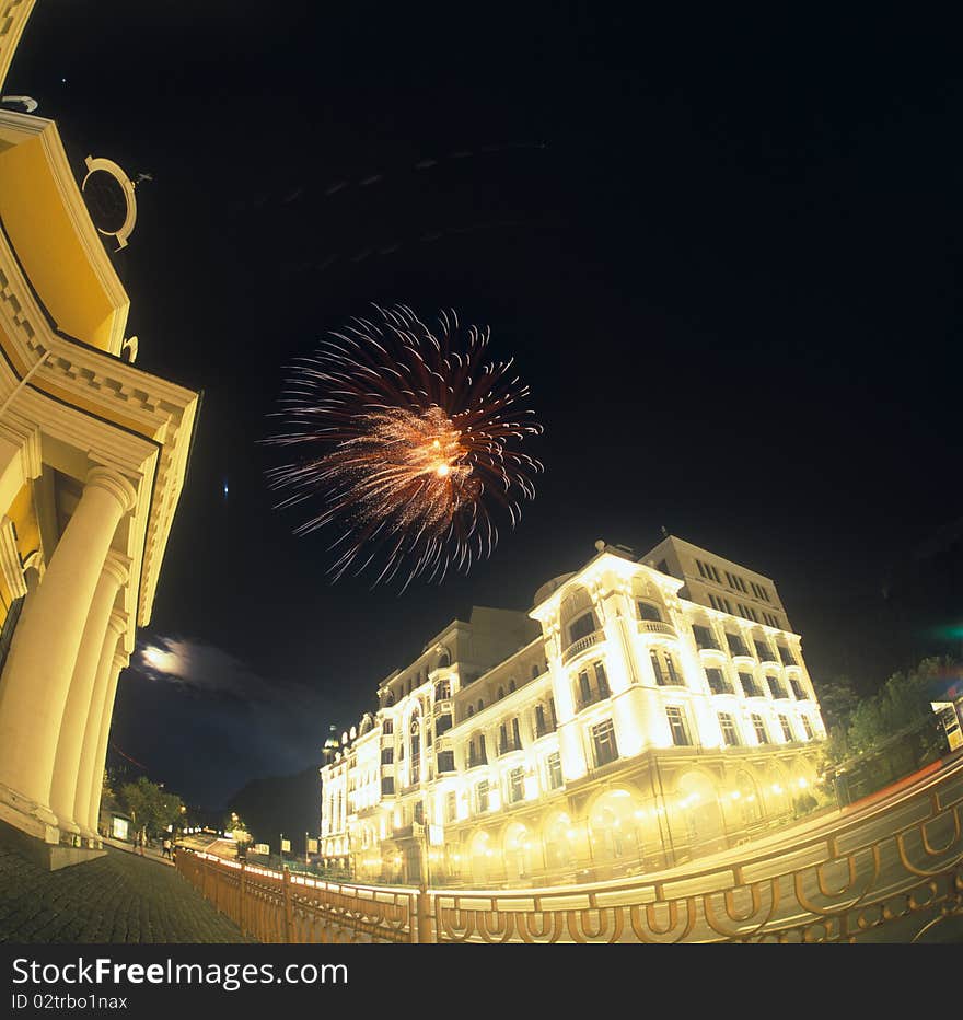 Fireworks Over A City.