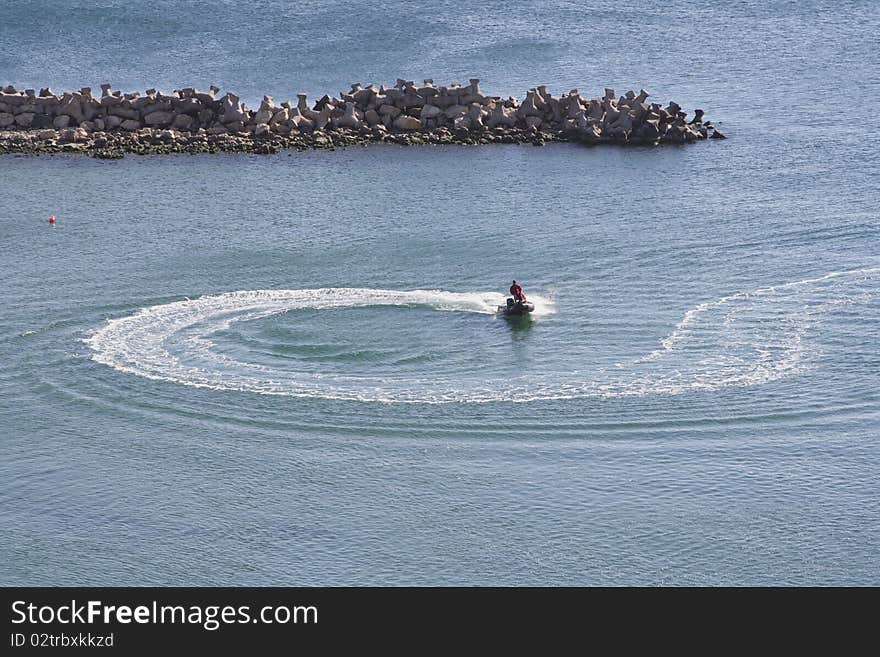 Lifeguard boat in action