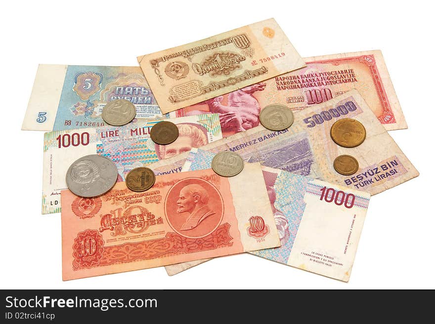 Obsolete money isolated