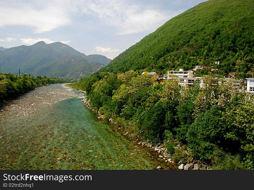 Maggia river in springtime