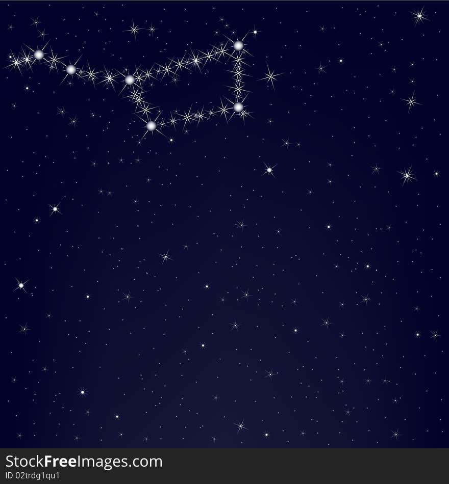 Dark Blue Sky With Constellation. Vector