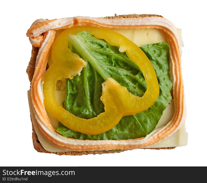 Healthy bread on the white background