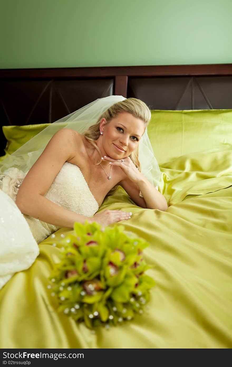 A beautiful bride and her bouquet