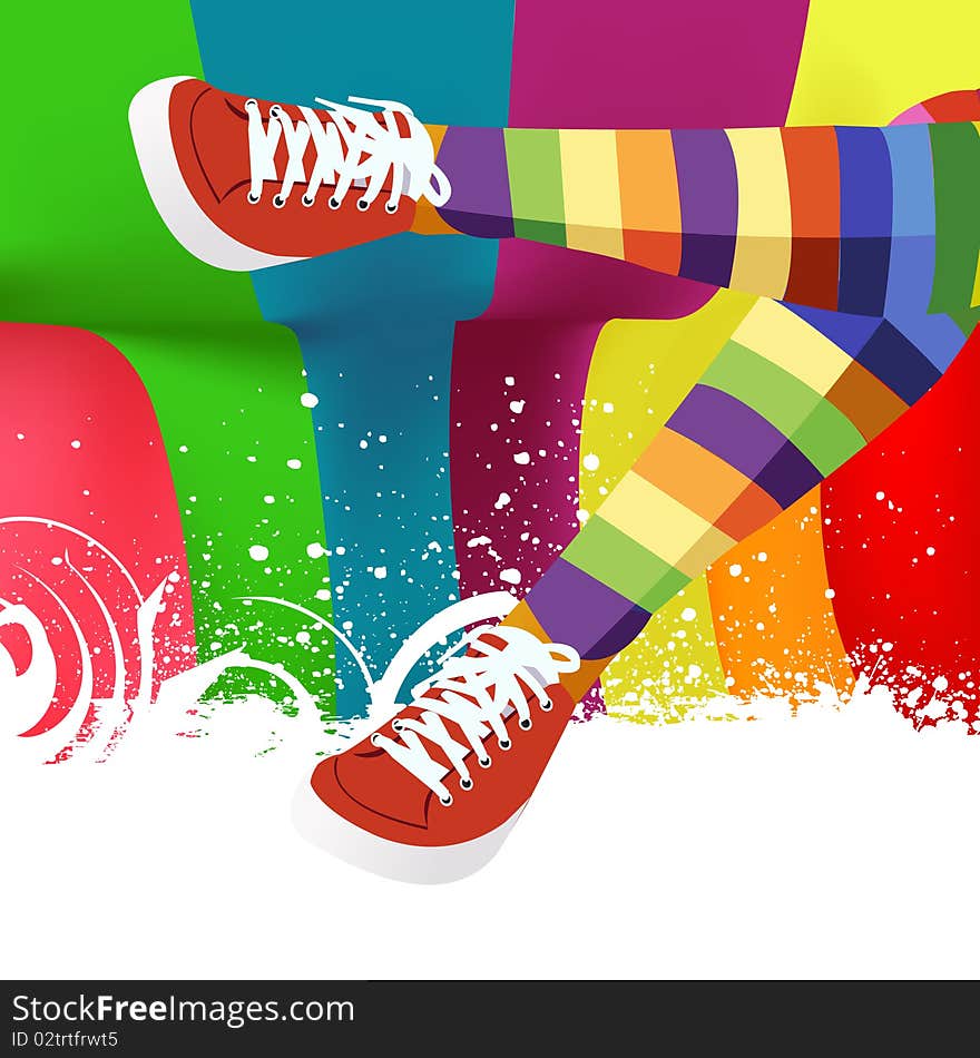 Vector illustration of colored Abstract background and lady legs.