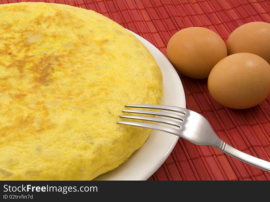 Potatoes omelette and eggs