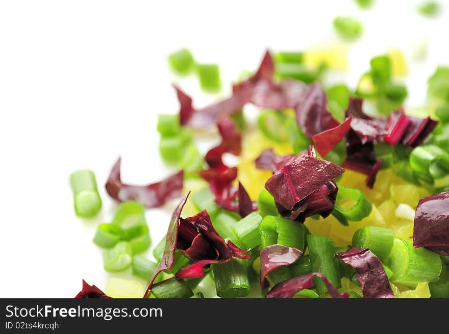 Chopped Spring Onion, Red Chard And Sweet Pepper