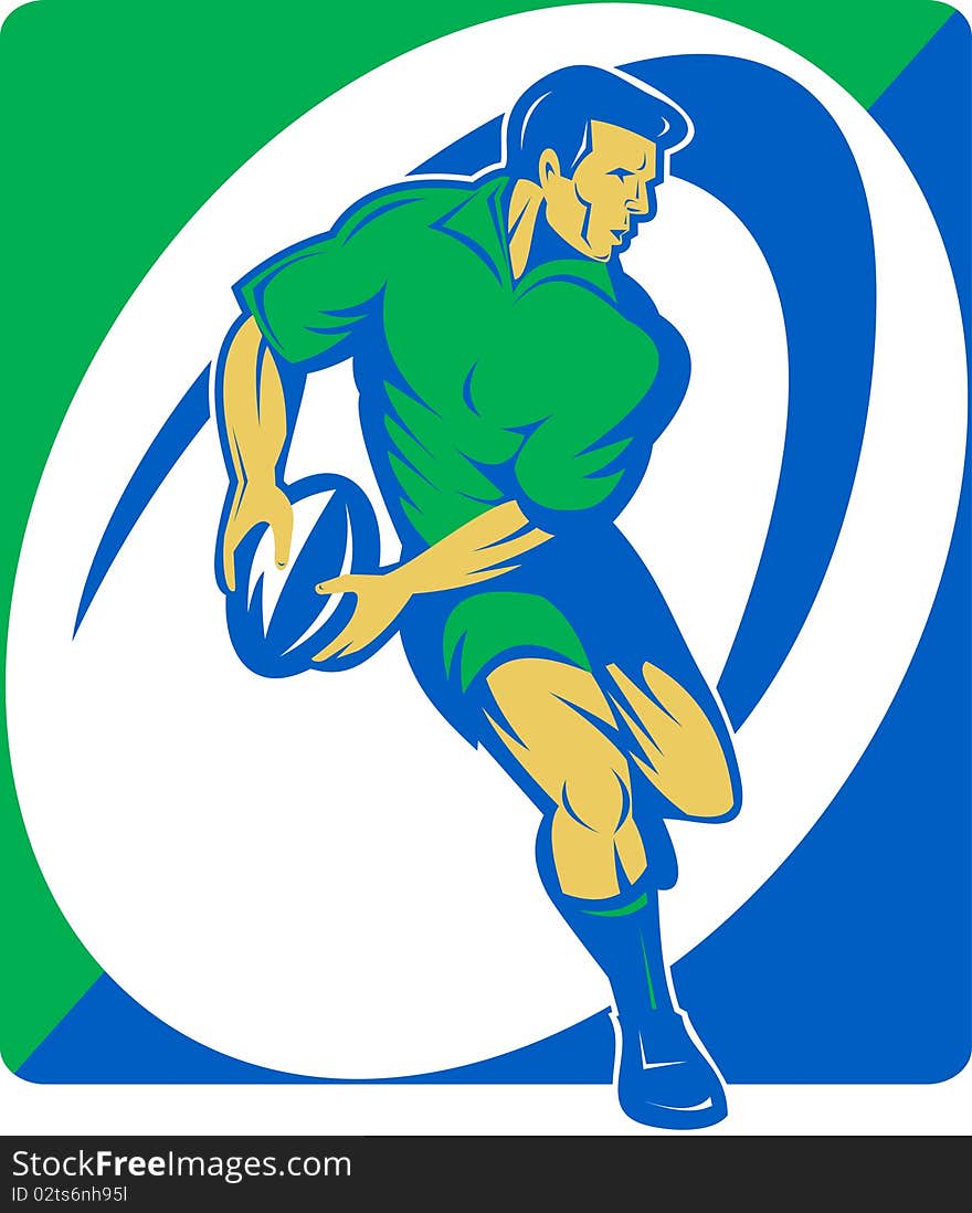 Illustration of a Rugby player running with ball