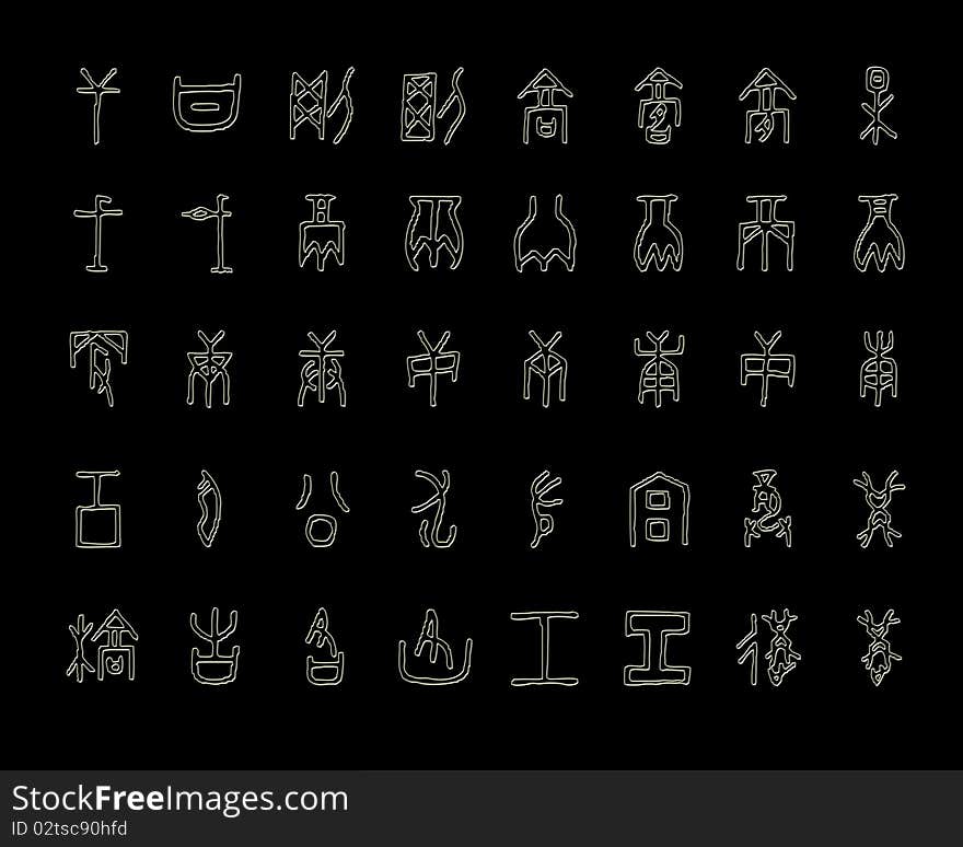 A set of old ancient oracle symbols or words. A set of old ancient oracle symbols or words