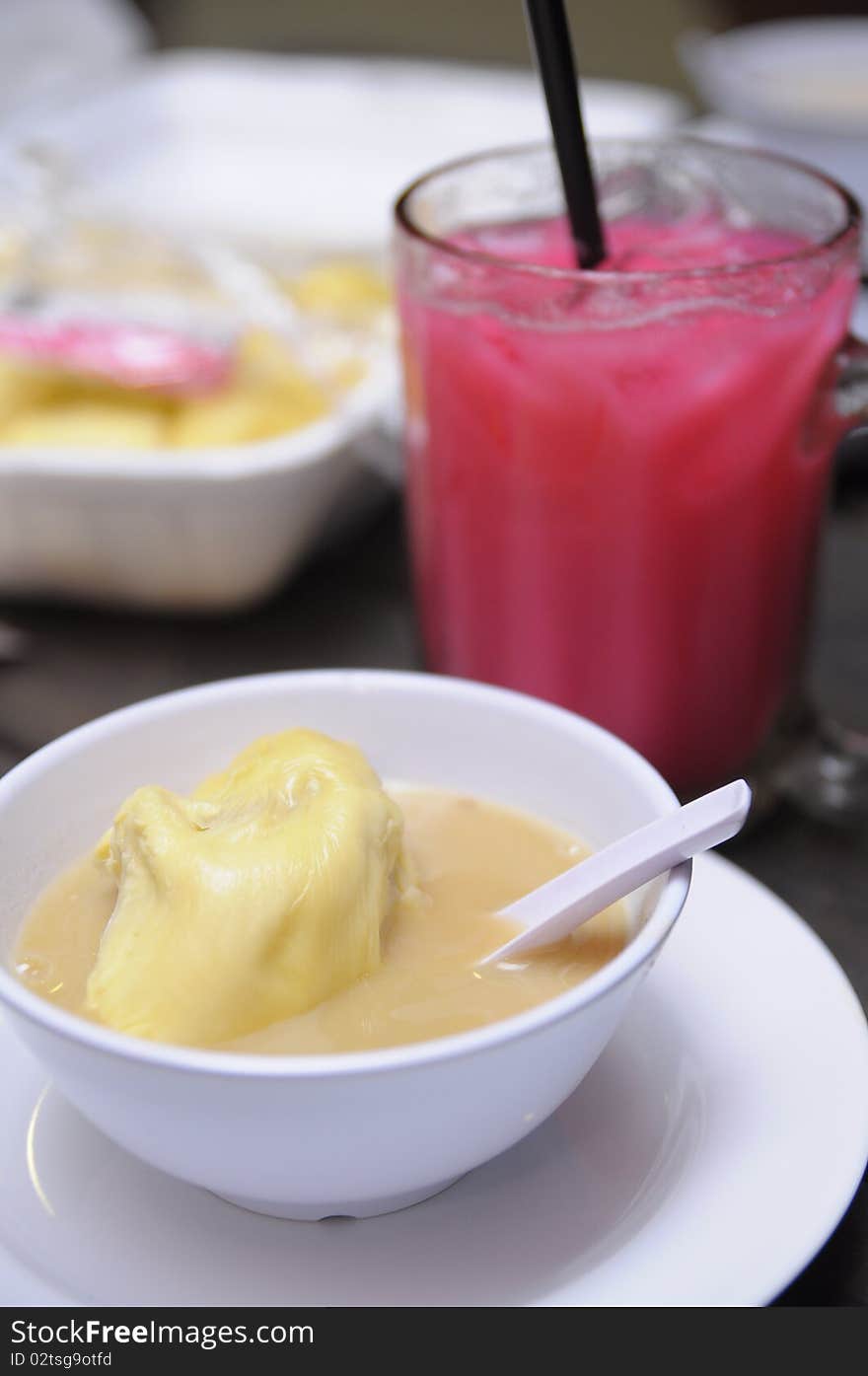 Durian in Soup and Syrup Drink