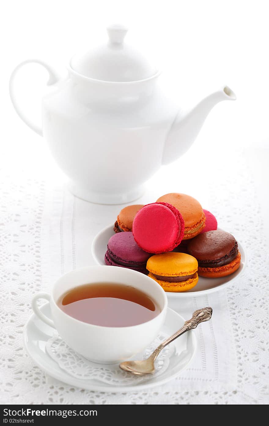 Teacup with macaroons