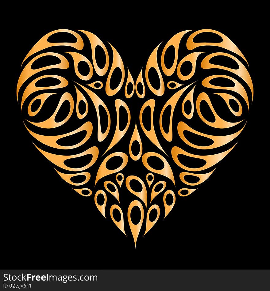 Heart shape golden on black for your design