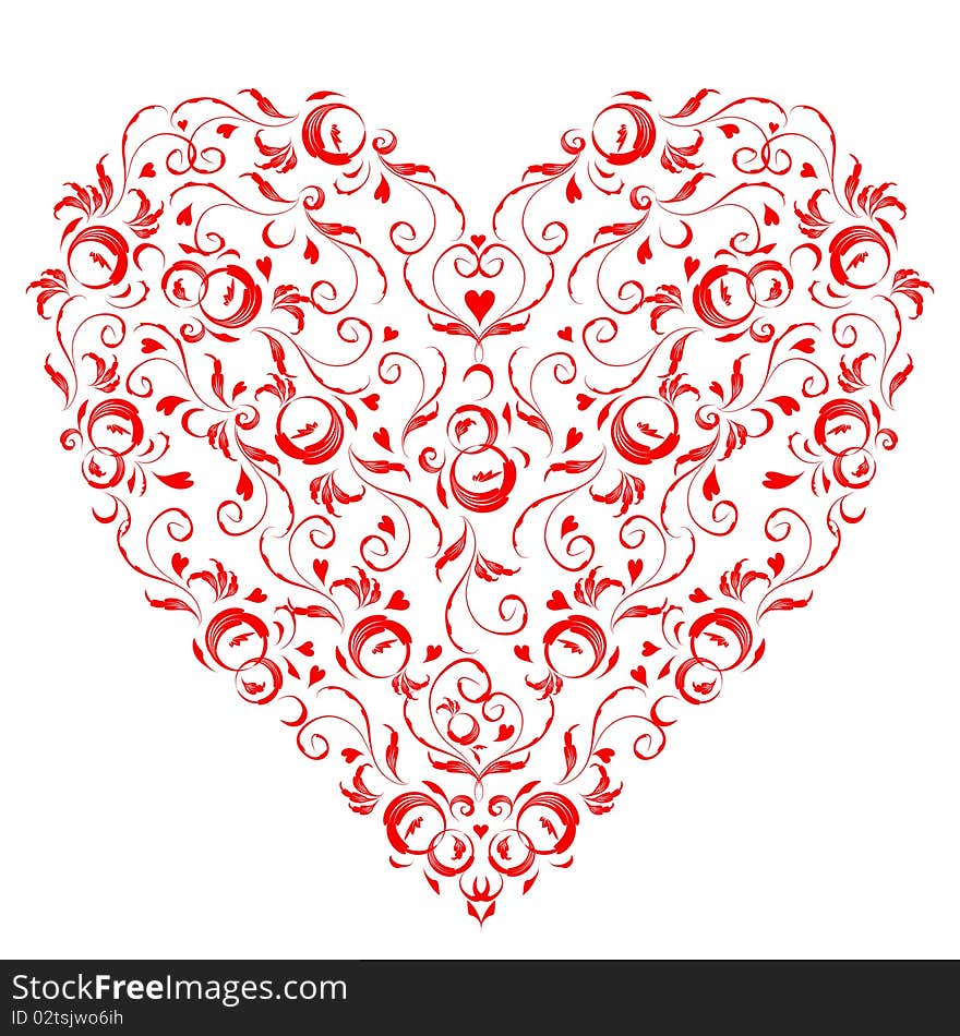 Heart Shape, Floral Ornament