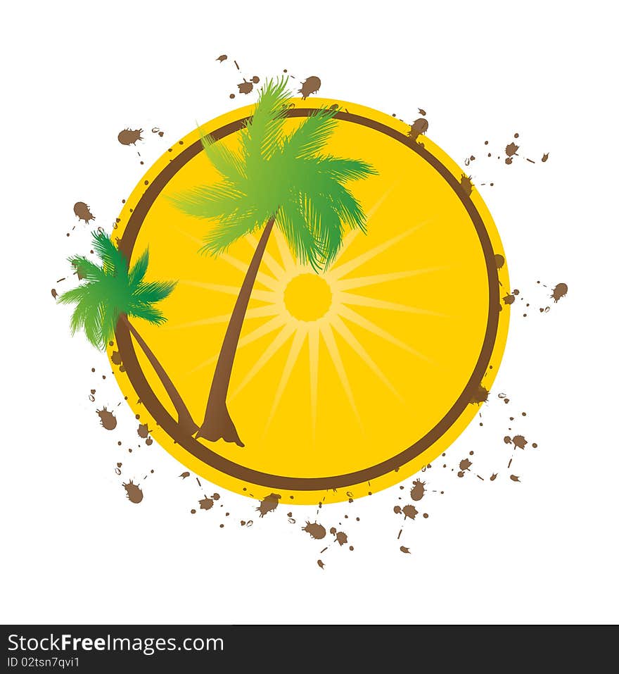 Grunge Summer Vector Background With Palms