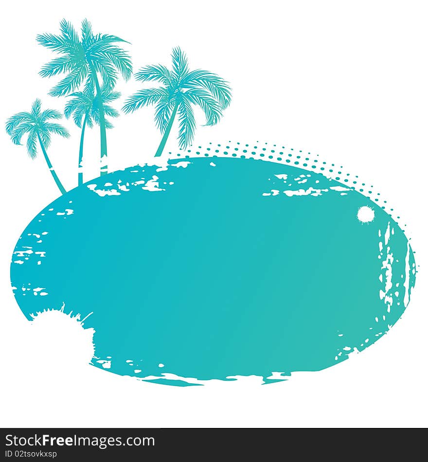 Wonderful views of the beach with coconut palms on the coast, the picture is done in blue tones. Wonderful views of the beach with coconut palms on the coast, the picture is done in blue tones.