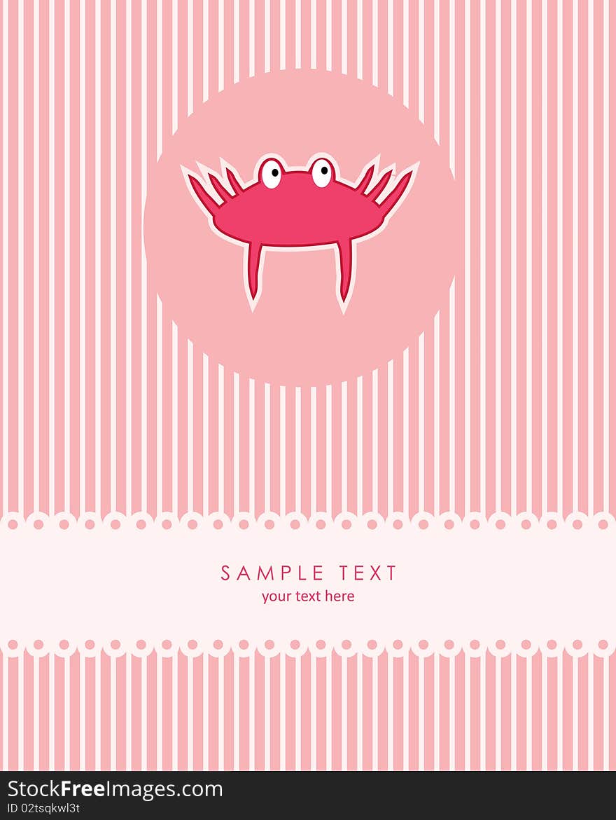 Greeting card with crab and place for text