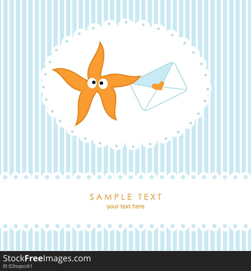 Greeting card with starfish and place for text