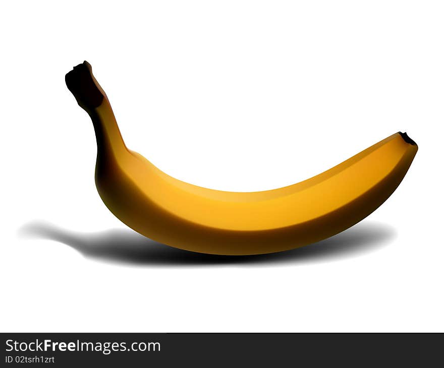 Banana isolated on white, illustration clip-art