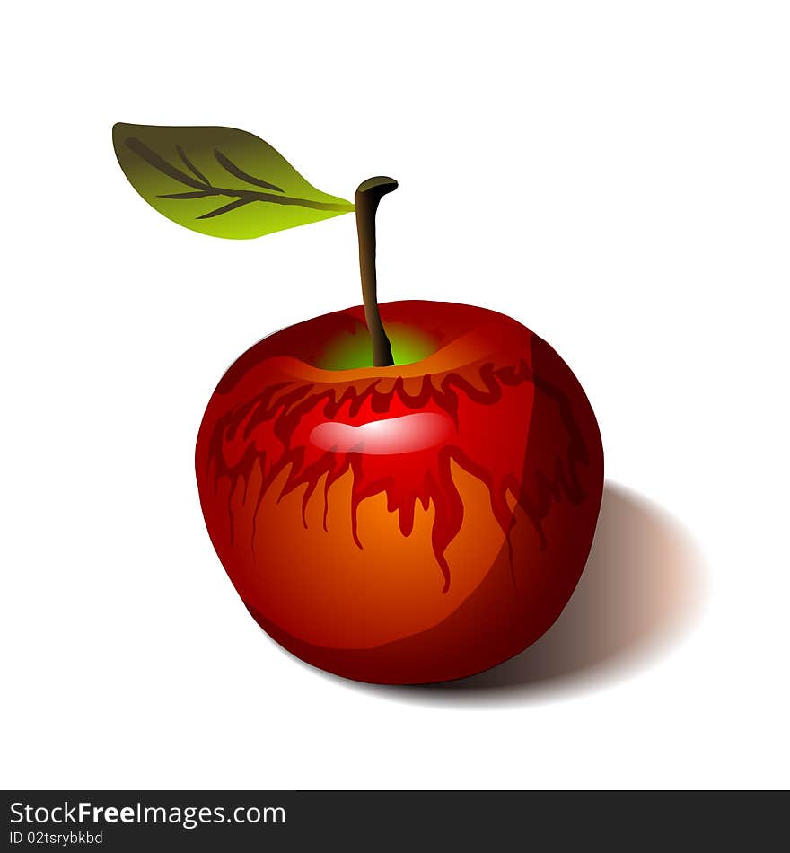 Abstract red apple isolated on white, illustration